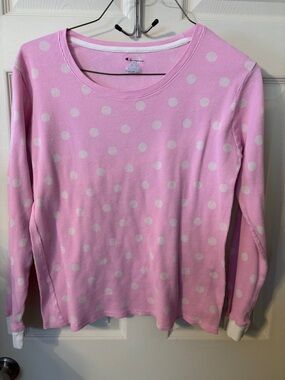 Champion Pink Polka Dot Long Sleeve Thermal Top